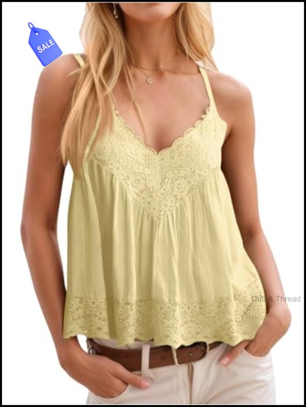 Y2K Lace Cami Top V-Neck Babydoll Spaghetti Strap Flowy Summer Going Out Shirt